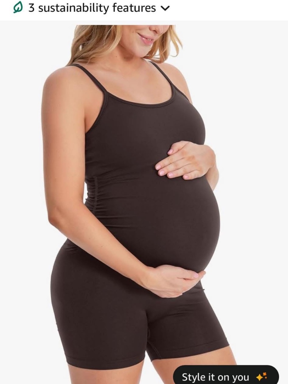 Maternity Seamless Tank Romper - Brown